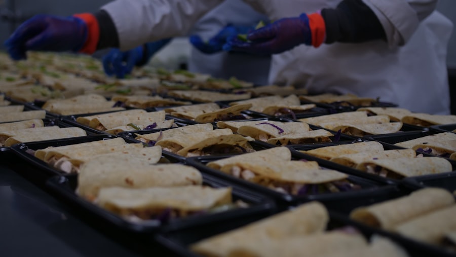 Food Production Line With Wrapped Dishes